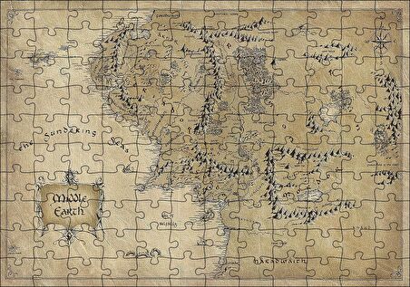 Cakapuzzle  Sauron Gözünde Orta Dünya Haritası Mordor Puzzle Yapboz MDF Ahşap