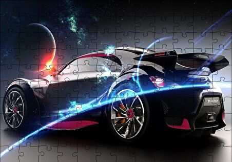 Cakapuzzle  Elektrikli Citroen Survolt ve Gezegenler Puzzle Yapboz MDF Ahşap