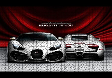 Cakapuzzle  Gri Bugatti Venom Ön ve Arka Görünüş Puzzle Yapboz MDF Ahşap