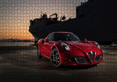 Cakapuzzle  Limanda Kırmızı Alfa Romeo 4C Puzzle Yapboz MDF Ahşap