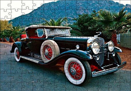Cakapuzzle  Siyah Cadillac Antika Araba Puzzle Yapboz MDF Ahşap