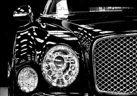 Cakapuzzle  Siyah Klasik Araba Far Detayı Puzzle Yapboz MDF Ahşap