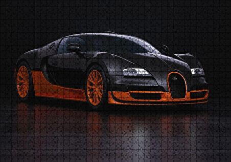 Cakapuzzle  Siyah Turuncu Bugatti Puzzle Yapboz MDF Ahşap