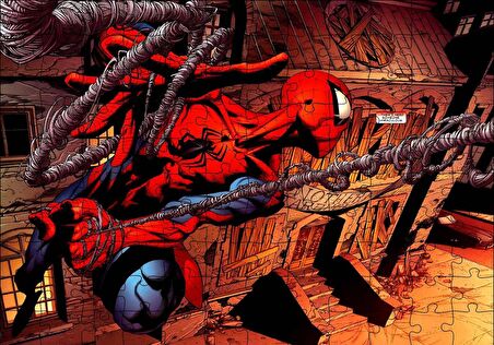 Cakapuzzle  Spider Man Ağları Üzerinde Uçuyor Puzzle Yapboz MDF Ahşap