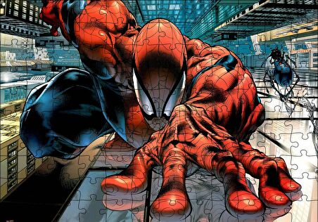 Cakapuzzle  Spider Man Gökdelen Tırmanışı Puzzle Yapboz MDF Ahşap
