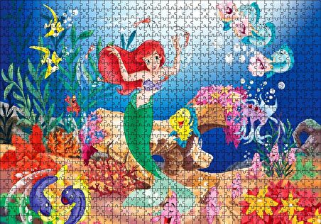 Cakapuzzle  Sualtında Disney Deniz Kızı ve Balıklar Puzzle Yapboz MDF Ahşap