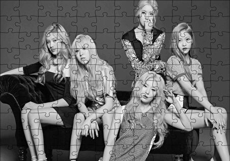 Cakapuzzle  Black Pink Kore Pop Siyah Beyaz Puzzle Yapboz MDF Ahşap