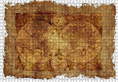 Cakapuzzle  Latince Eski Dünya Haritası Puzzle Yapboz MDF Ahşap