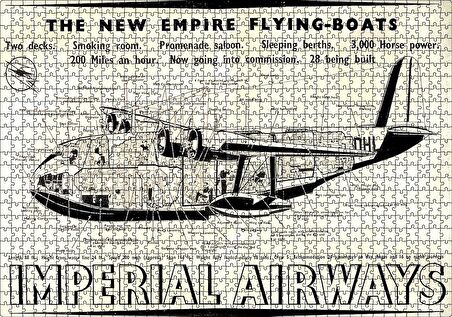 Cakapuzzle  Vintage Uçak Reklamı Puzzle Yapboz MDF Ahşap