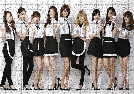 Cakapuzzle  Siyah Beyaz Girls Generation Kızlar Puzzle Yapboz MDF Ahşap