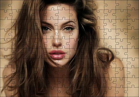 Cakapuzzle  Angelina Jolie Baygın Bakış Puzzle Yapboz MDF Ahşap