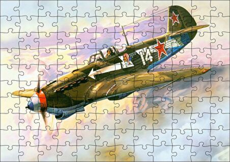Cakapuzzle  El Boyama Sanat Savaş Üçağı Puzzle Yapboz MDF Ahşap