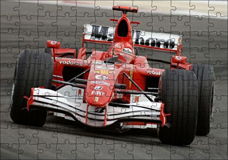 Cakapuzzle  Kırmızı Ferrari F1 Formula Yarışı Puzzle Yapboz MDF Ahşap