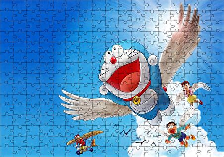 Cakapuzzle  Doraemon ve Çocuklar Mavi Göklerde Puzzle Yapboz MDF Ahşap