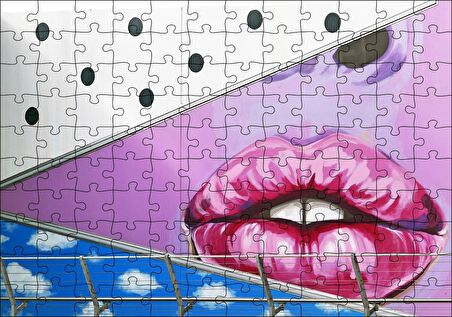 Cakapuzzle  Duvar Boyama Kırmızı Dudaklar Puzzle Yapboz MDF Ahşap