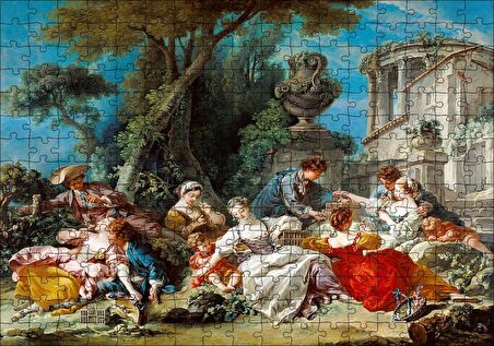 Cakapuzzle  Kuş Kafesleri ve Kadınlar Yağlı Boya Çizim Puzzle Yapboz MDF Ahşap