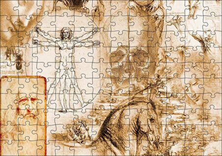 Cakapuzzle Ahşap Tabblo Leonardo Da Vinci Ve Eserleri Puzzle Yapboz MDF Ahşap