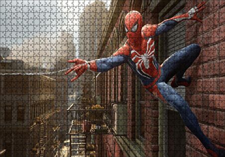 Cakapuzzle  Spider Man Duvardan Ağ Atıyor Puzzle Yapboz MDF Ahşap