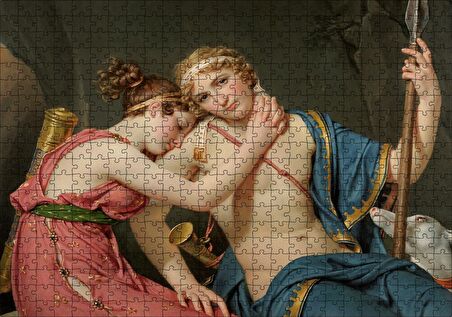 Cakapuzzle  Telemak ve Eucharis Yağlı Boya Çizim Puzzle Yapboz MDF Ahşap