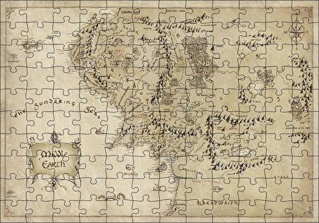 Cakapuzzle  The Lord of the Rings Ortadünya Haritası Puzzle Yapboz MDF Ahşap