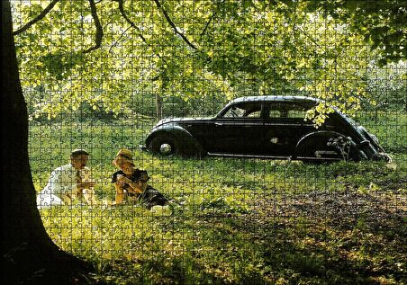 Cakapuzzle  Volvo PV36 Carioca İle Bir Çiftin Piknik Keyfi Puzzle Yapboz MDF Ahşap