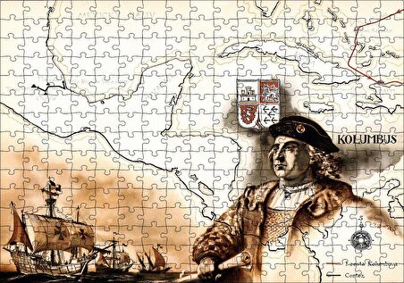 Cakapuzzle  Christopher Columbus Harita Ve Gemiler Puzzle Yapboz MDF Ahşap