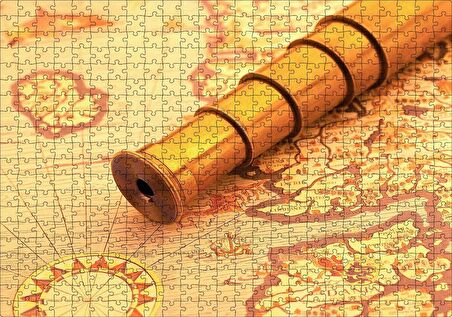 Cakapuzzle  Christopher Columbus Harita Ve Dürbün Puzzle Yapboz MDF Ahşap
