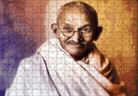 Cakapuzzle  Mahatma Gandhi Yağlı Boya Portresi Puzzle Yapboz MDF Ahşap
