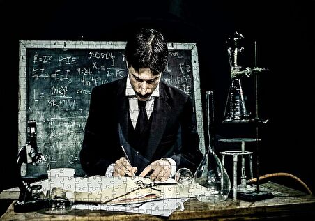 Cakapuzzle  Nikola Tesla Çalışma Masası Puzzle Yapboz MDF Ahşap