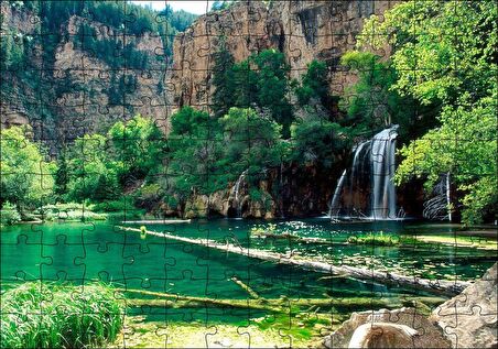 Cakapuzzle  Kayalıklar Şelale Göl Manzarası Puzzle Yapboz MDF Ahşap