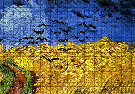 Cakapuzzle  Vincent Van Gogh Buğday Tarlası Ve Kargalar Puzzle Yapboz MDF Ahşap