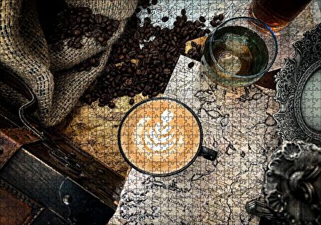 Cakapuzzle  Antikalar Haritalar İrlanda Sütlü Kahvesi Görseli Puzzle Yapboz MDF Ahşap