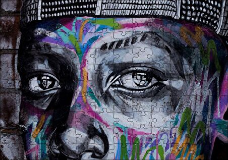 Cakapuzzle  Grafiti Gözler Sokak Sanatı Görsel Puzzle Yapboz MDF Ahşap