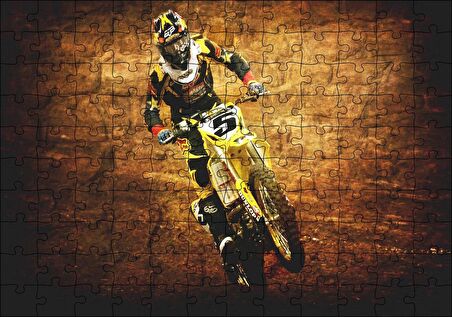 Cakapuzzle  Motokros Vintage Tarzı Görsel Puzzle Yapboz MDF Ahşap