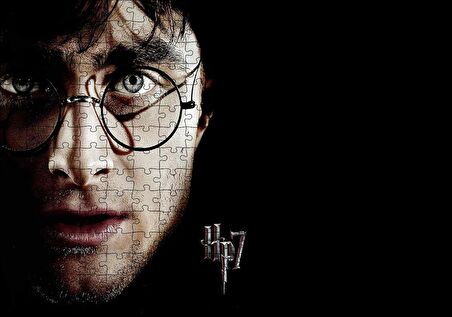 Cakapuzzle Ahşa Tablo Harry Potter Yüz Gözlük Siyah Zemin Görseli Puzzle Yapboz MDF Ahşap