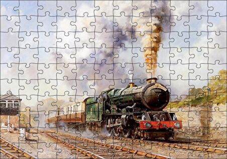 Cakapuzzle  Buharlı Tren Yağlı  Boya Çizim Puzzle Yapboz MDF Ahşap