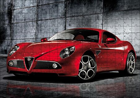 Cakapuzzle  Kırmızı Renk Alfa Romeo 8C Competizione Araba, Puzzle Yapboz MDF Ahşap