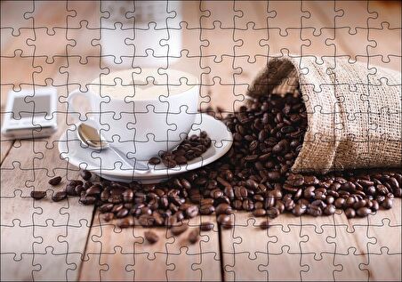 Cakapuzzle  Masada Kahve Çekirdekleri ve Latte Puzzle Yapboz MDF Ahşap
