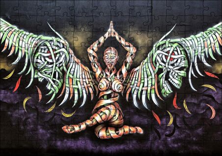 Cakapuzzle  Mumya Melek ve Kurukafalar Duvar Boyama Puzzle Yapboz MDF Ahşap