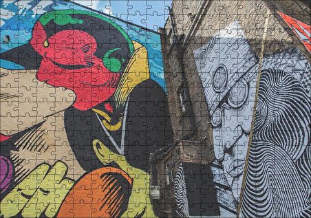 Cakapuzzle  Öpüşen Çift Bina Boyama Puzzle Yapboz MDF Ahşap