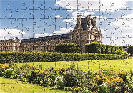 Cakapuzzle  Paris Louivre Sarayı ve Yeşillikler Puzzle Yapboz MDF Ahşap