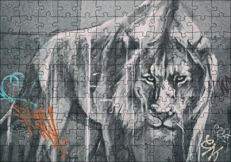 Cakapuzzle  Pusudaki Aslan Duvar Boyama Puzzle Yapboz MDF Ahşap