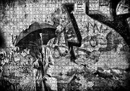 Cakapuzzle  Şemsiyeli Adam Duvar Boyama Puzzle Yapboz MDF Ahşap