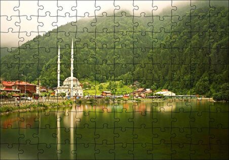Cakapuzzle  Trabzon Uzungöl Cami ve Ormanlar Puzzle Yapboz MDF Ahşap