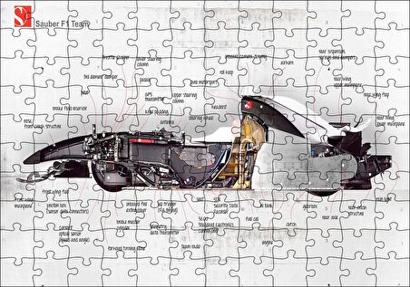 Cakapuzzle  F1 Arabasının Anatomisi Görseli Puzzle Yapboz MDF Ahşap