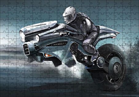 Cakapuzzle  Fantastik Motosiklet Eskizi Görseli Puzzle Yapboz MDF Ahşap