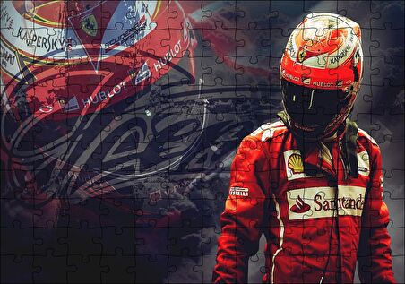 Cakapuzzle  Ferrari F1 Kimi Raikkonen Görseli Puzzle Yapboz MDF Ahşap