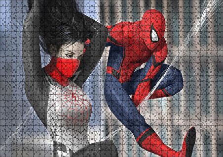 Cakapuzzle  Örümcek Adam Ve İpek Görseli Puzzle Yapboz MDF Ahşap