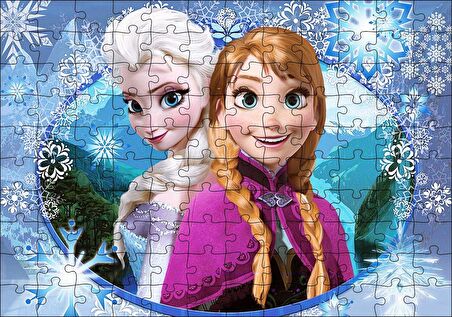 Cakapuzzle  Prenses Anna Ve Elsa Buzlar Ülkesi Görseli Puzzle Yapboz MDF Ahşap