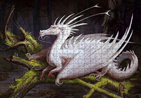 Cakapuzzle  Beyaz Ejderha Puzzle Yapboz MDF Ahşap